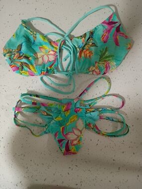 San Lorenzo Turquoise Floral Strappy Bikini 👙